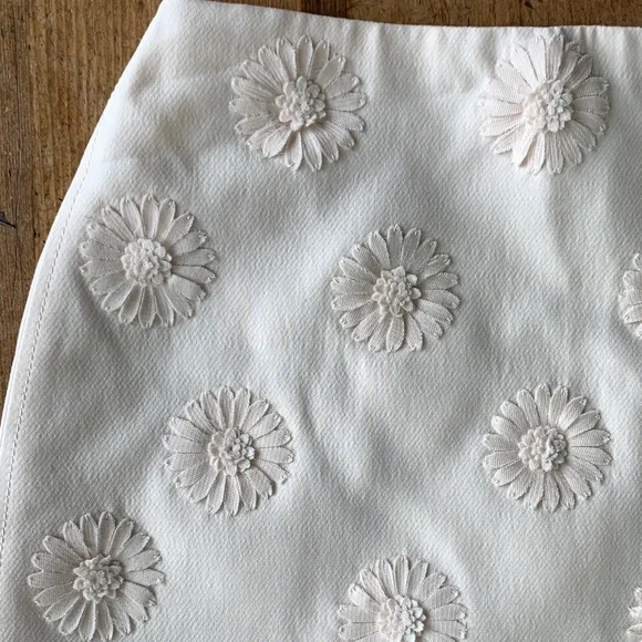 Valentino White Floral Silk Wool Mini Skirt - Picture 15 of 16